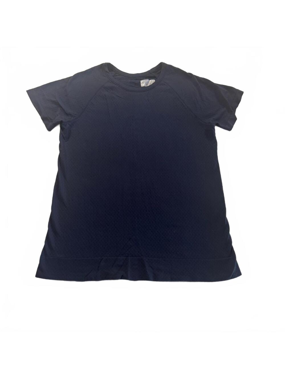 Athleta Momentum Seamless Tee Large L Navy Blue Grid Waffle Texture Training Top